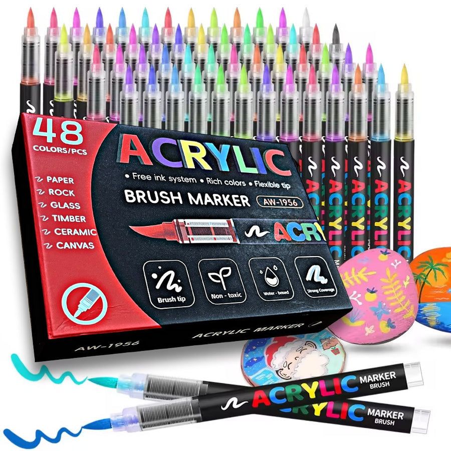 ماژیک براش اکریلیک 48 رنگ مدل AW