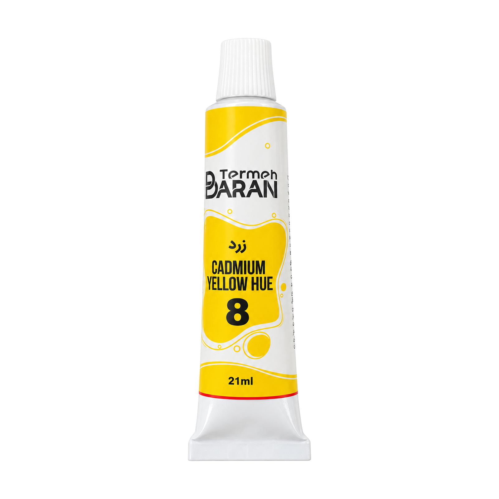 رنگ اکریلیک ترمه باران 21 میل کد 8 رنگ زرد CADMIUM YELLOW HUE
