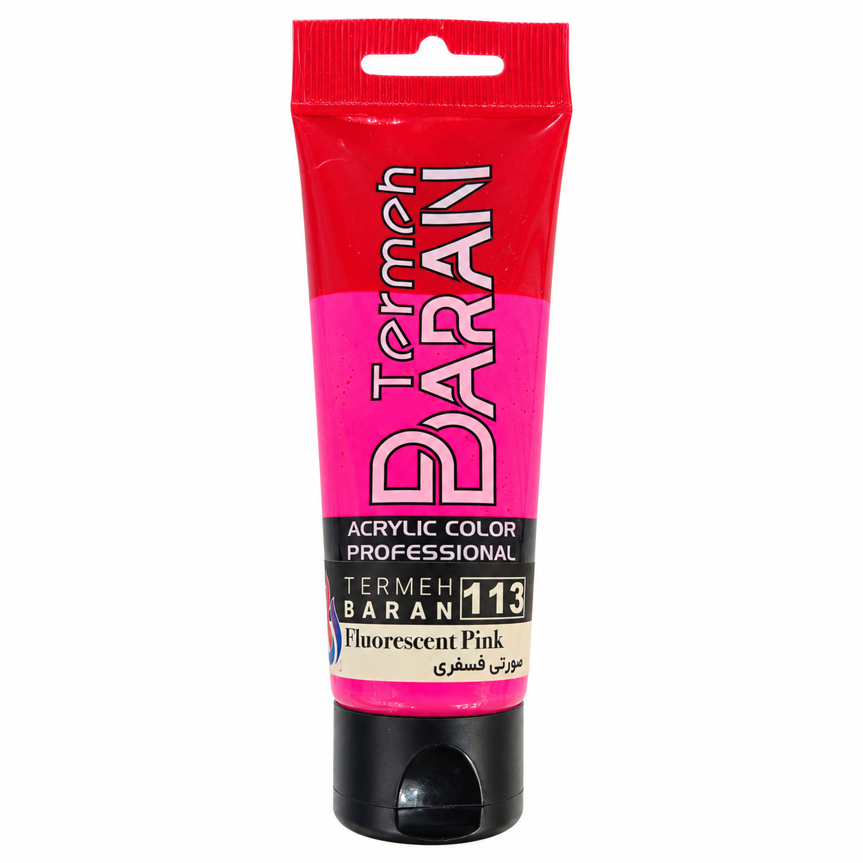 رنگ اکریلیک ترمه باران 75 میل کد 113 رنگ صورتی فسفری FLURESCENT PINK