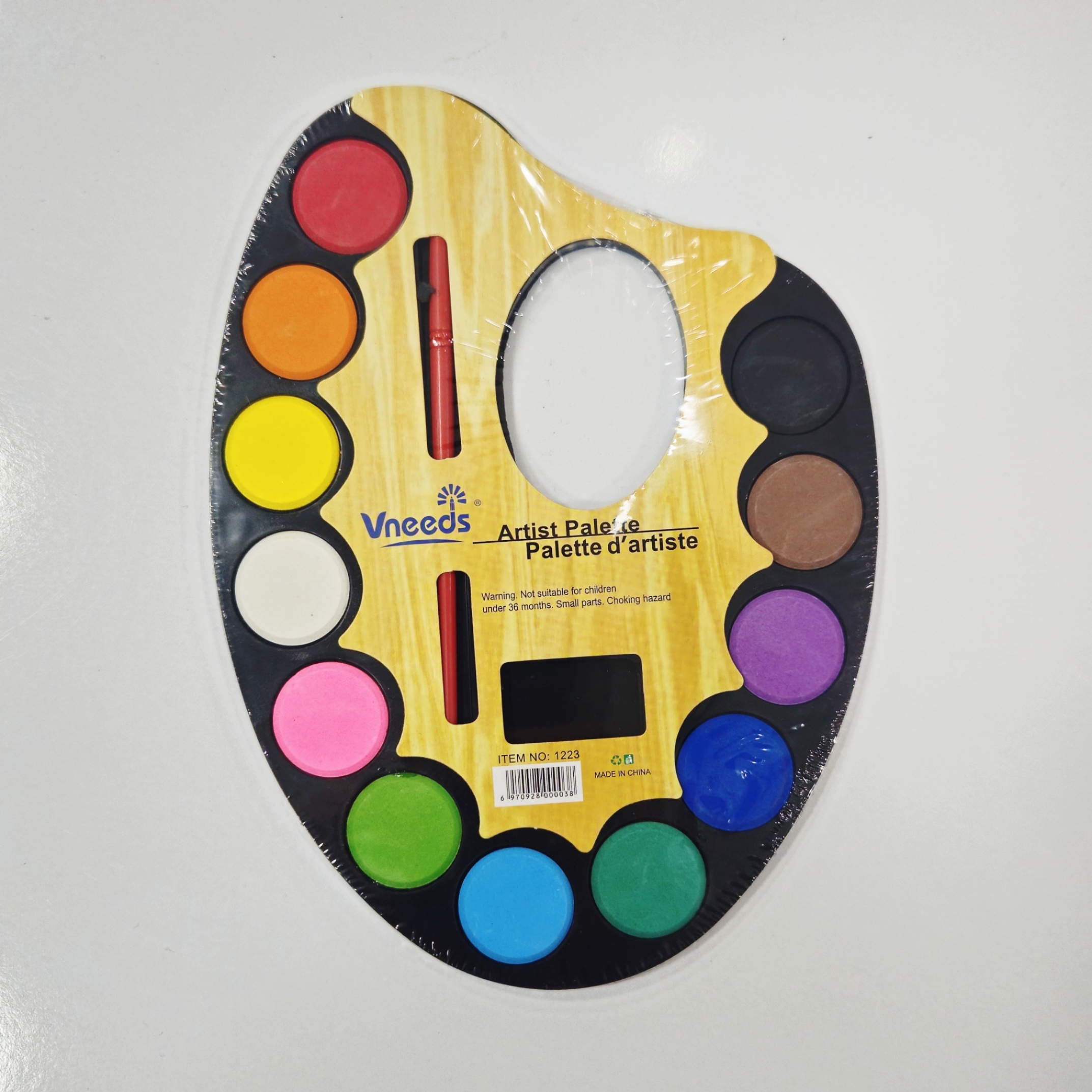 آبرنگ قرصی 12 رنگ Vneeds سایز کوچک