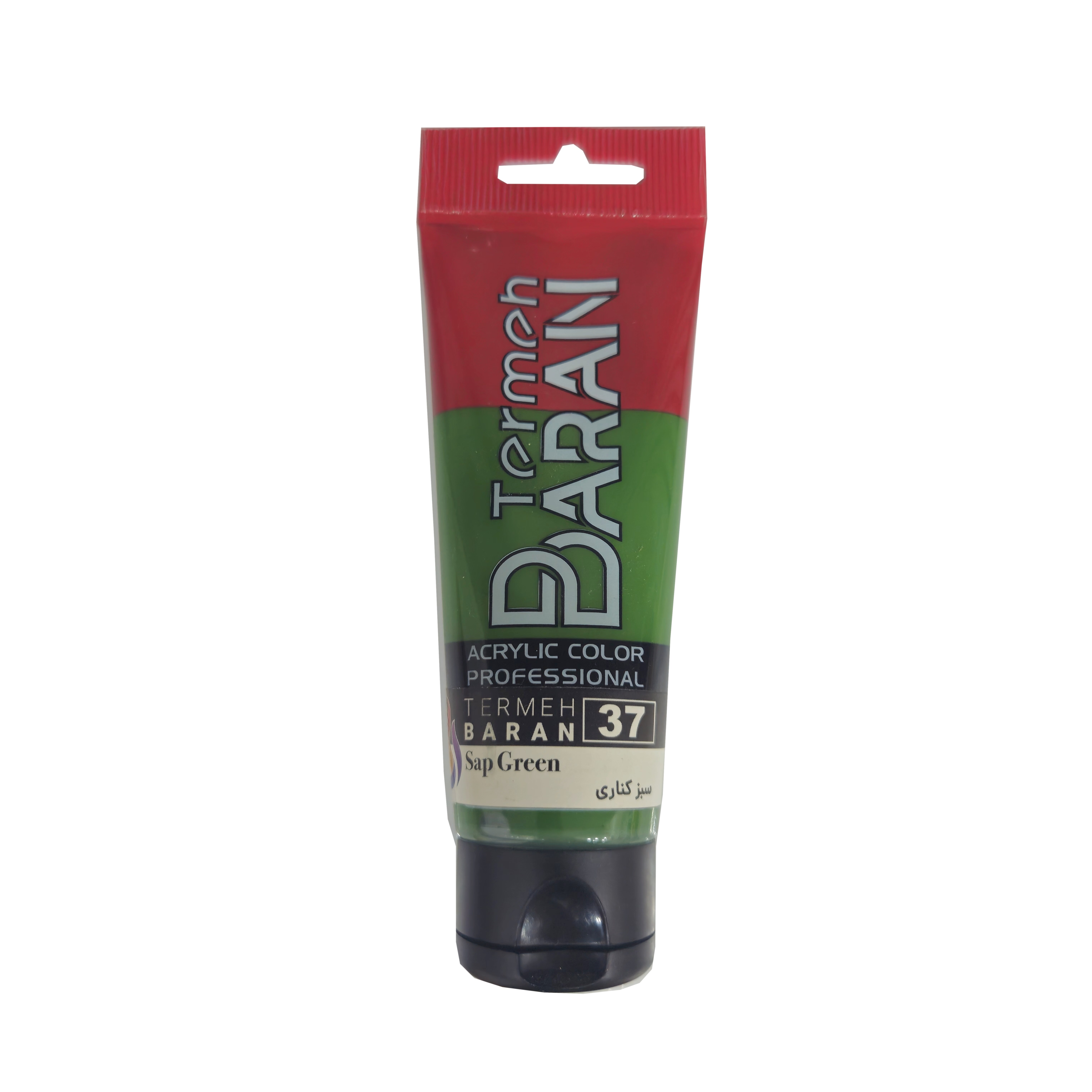 رنگ اکریلیک ترمه باران 75 میل کد 37 رنگ سبز کناری SAP GREEN
