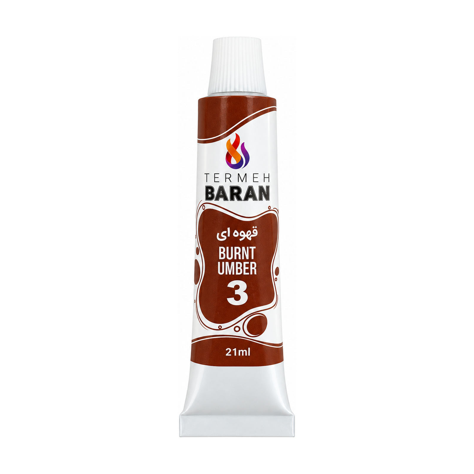 رنگ اکریلیک ترمه باران 21 میل کد 3 رنگ قهوه ای BURNT UMBER