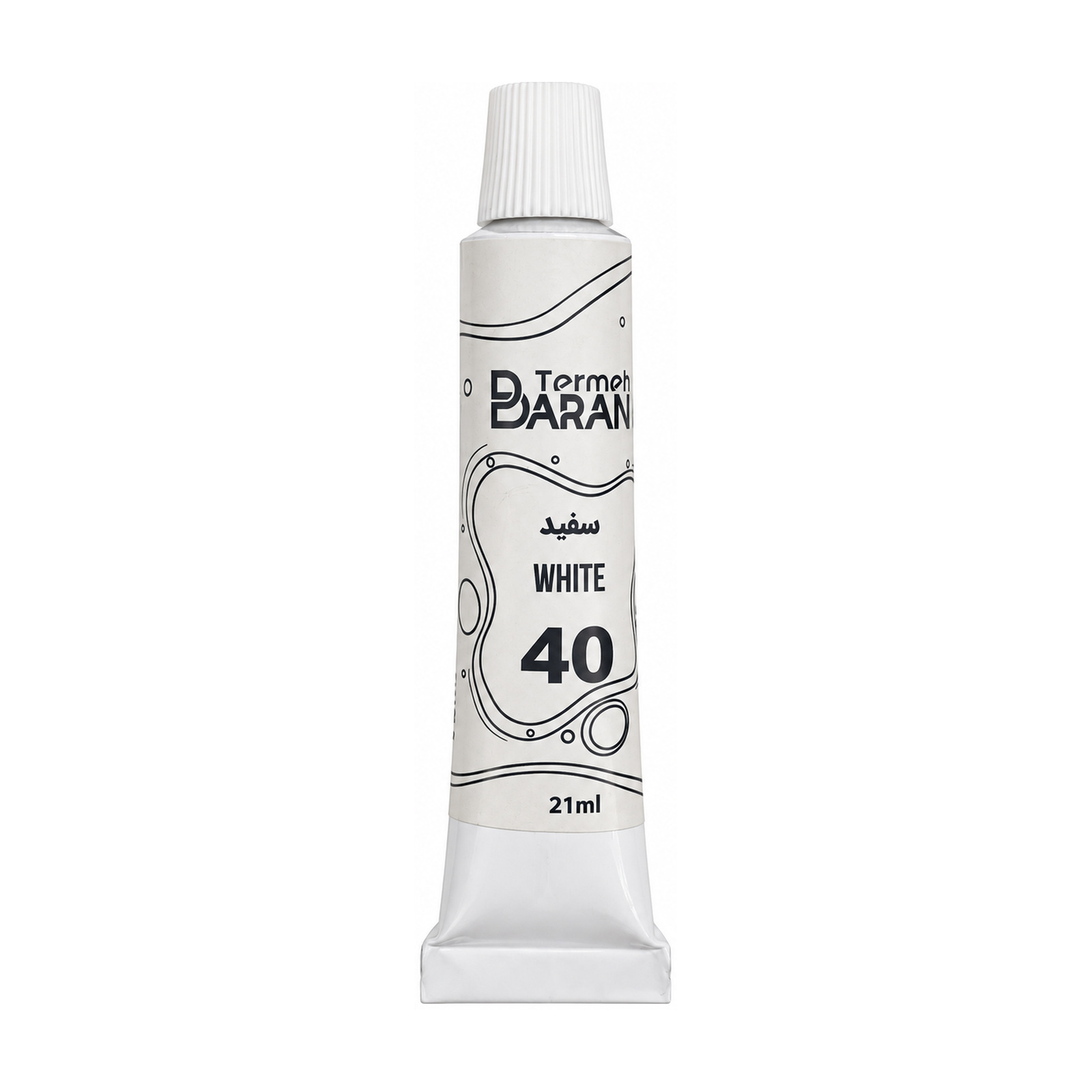 رنگ اکریلیک ترمه باران 21 میل کد 40 رنگ سفید WHITE