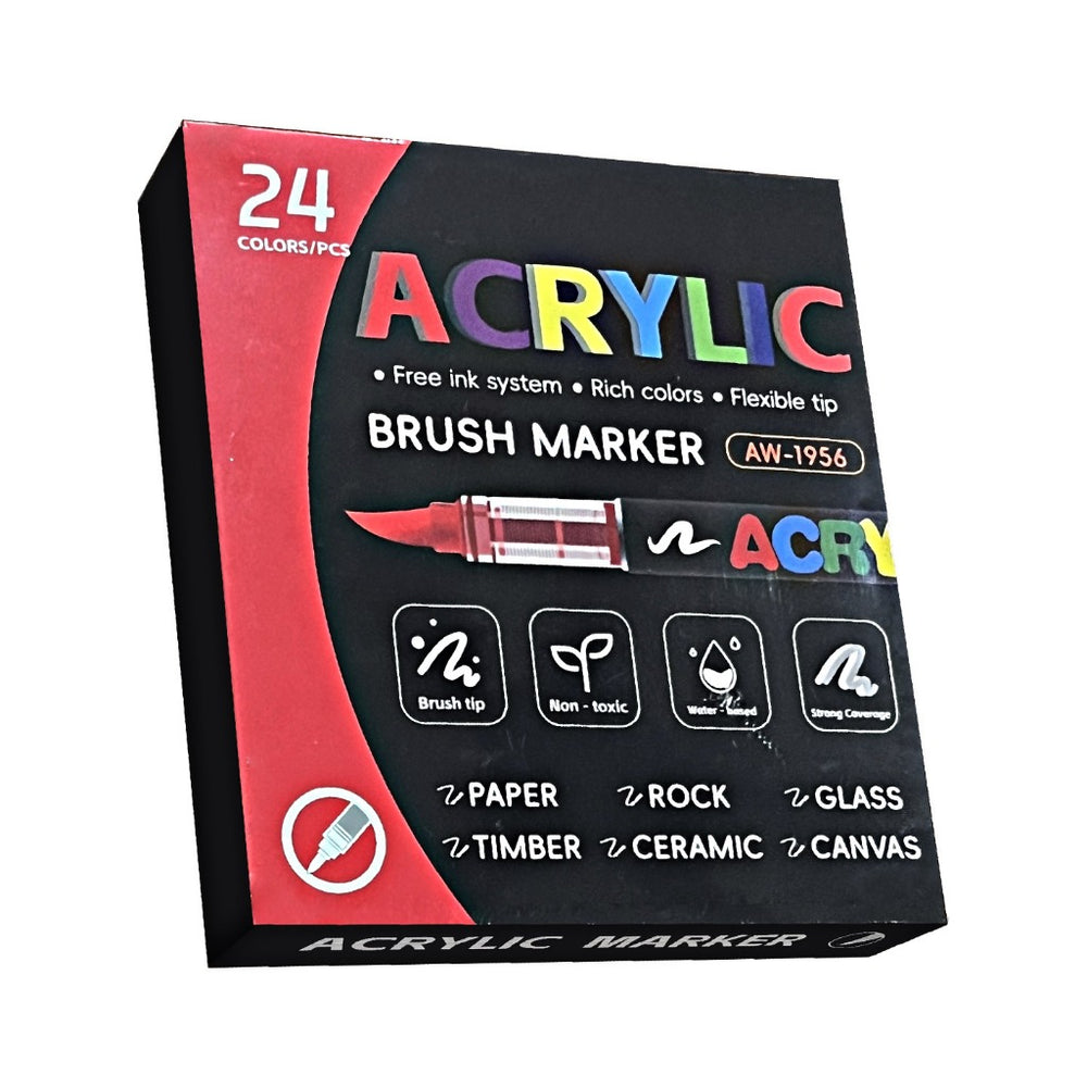 ماژیک براش اکریلیک 24 رنگ مدل AW