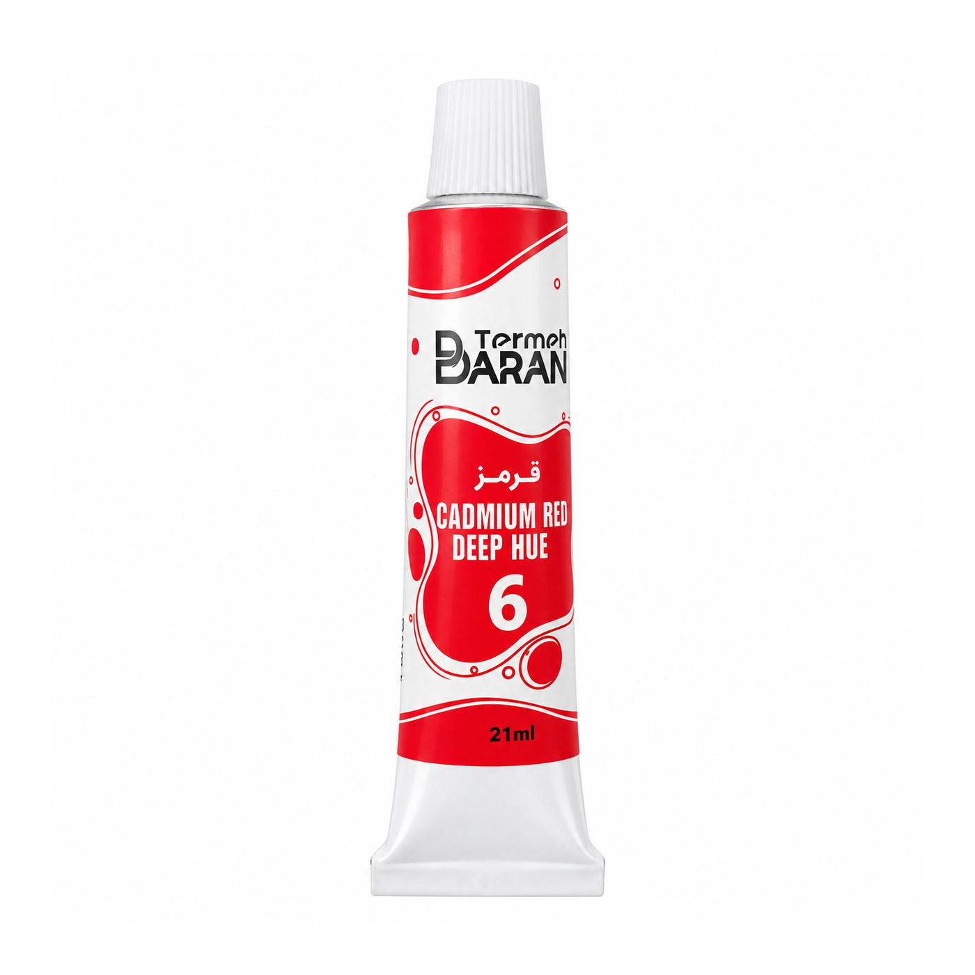 رنگ اکریلیک ترمه باران 21 میل کد 6 رنگ قرمز پررنگ CADMIUM RED DEEP HUE