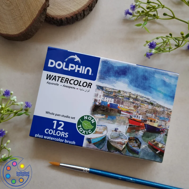 آبرنگ دلفین 12 رنگ مسافرتی جیبی