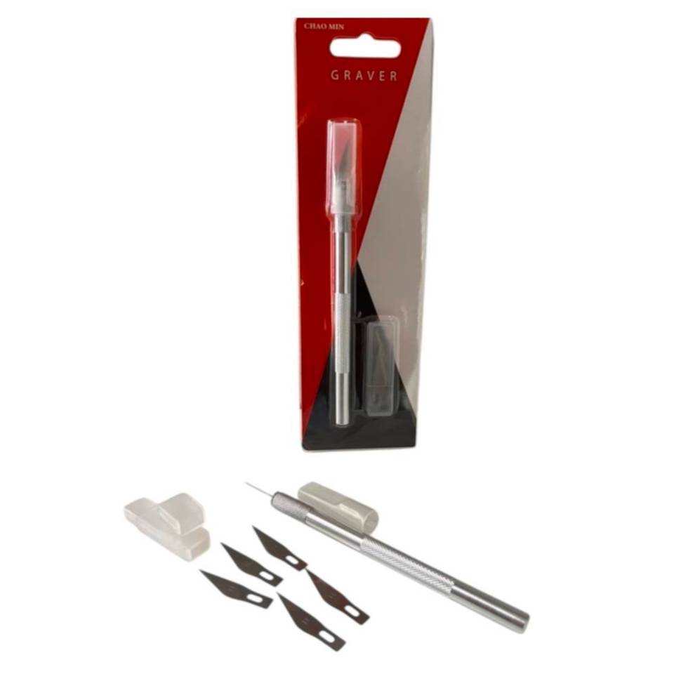 کاتر قلمی + 6 تیغ یدک مدل GRAVER