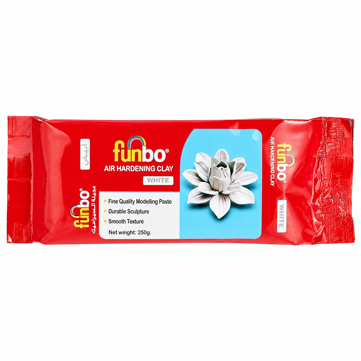 خمیر مجسمه سازی هواخشک فانبو FUNBO سفید 250 گرمی