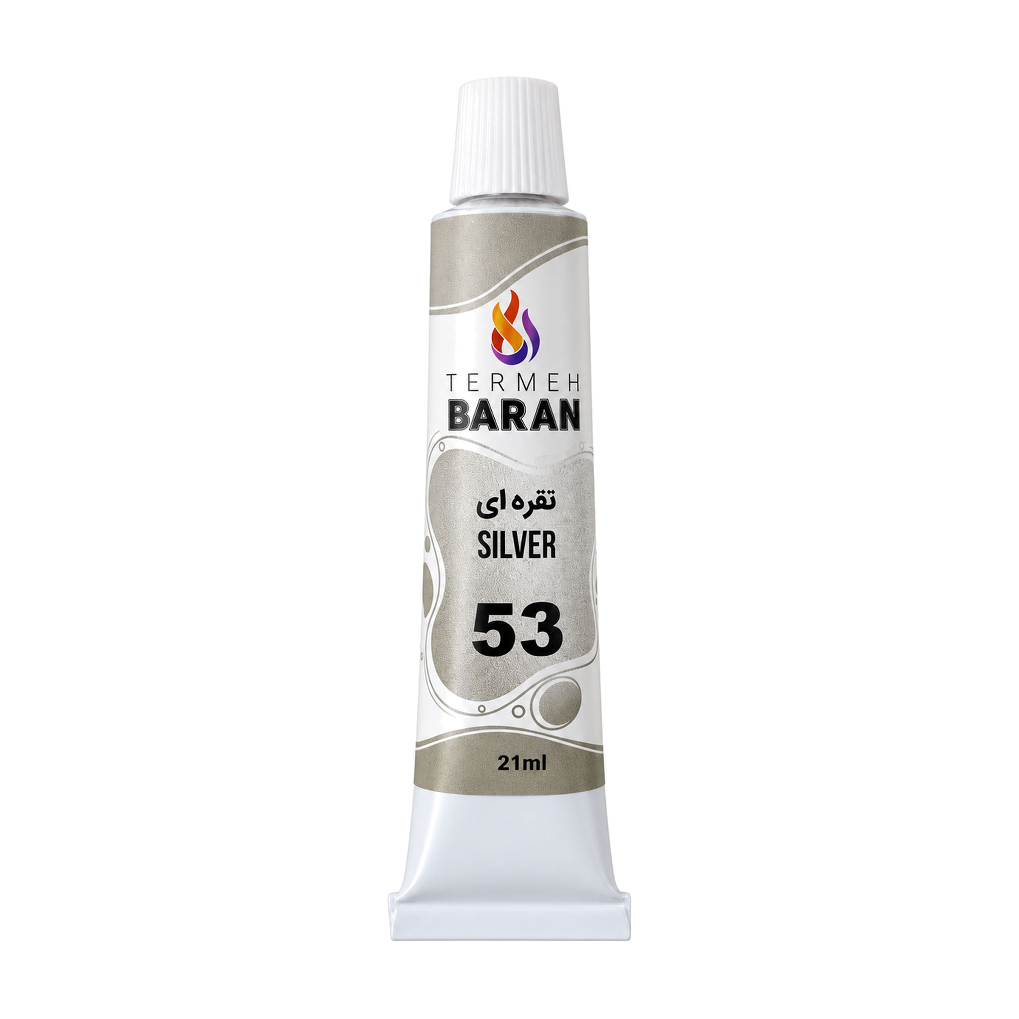 رنگ اکریلیک ترمه باران 21 میل کد 53 رنگ نقره ای SILVER