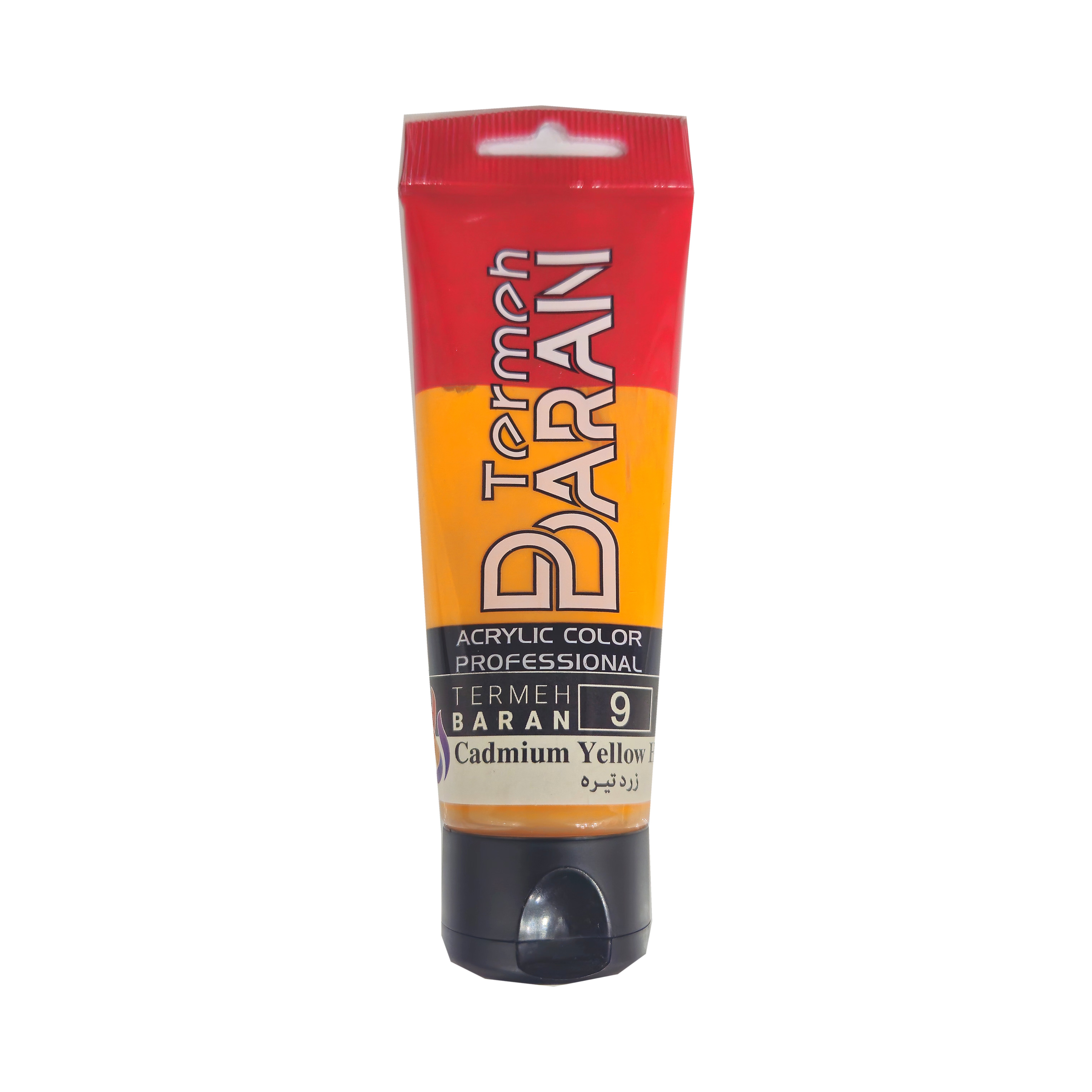 رنگ اکریلیک ترمه باران 75 میل کد 9 رنگ زرد تیره CADMIUM YELLOW HUE