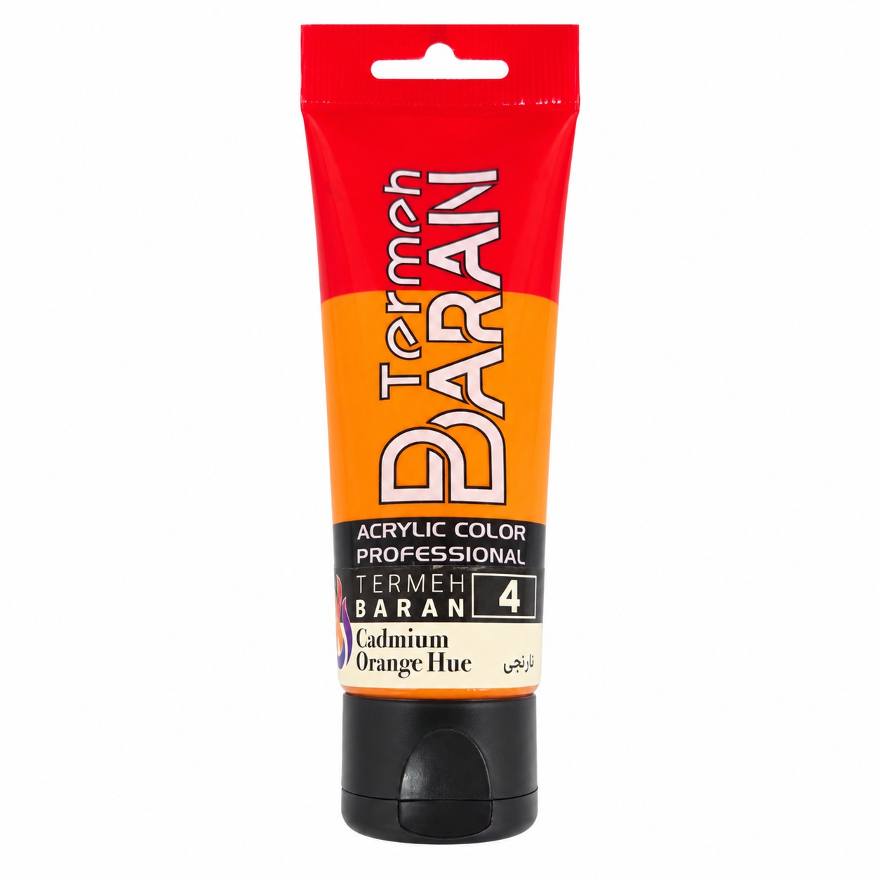 رنگ اکریلیک ترمه باران 75 میل کد 4 رنگ نارنجی CADMIUM ORANGE HUE