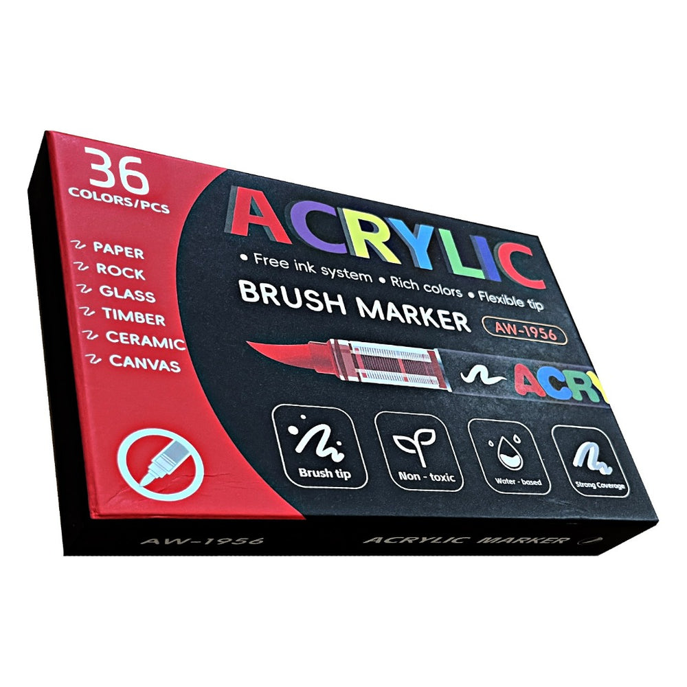 ماژیک براش اکریلیک 36 رنگ مدل AW