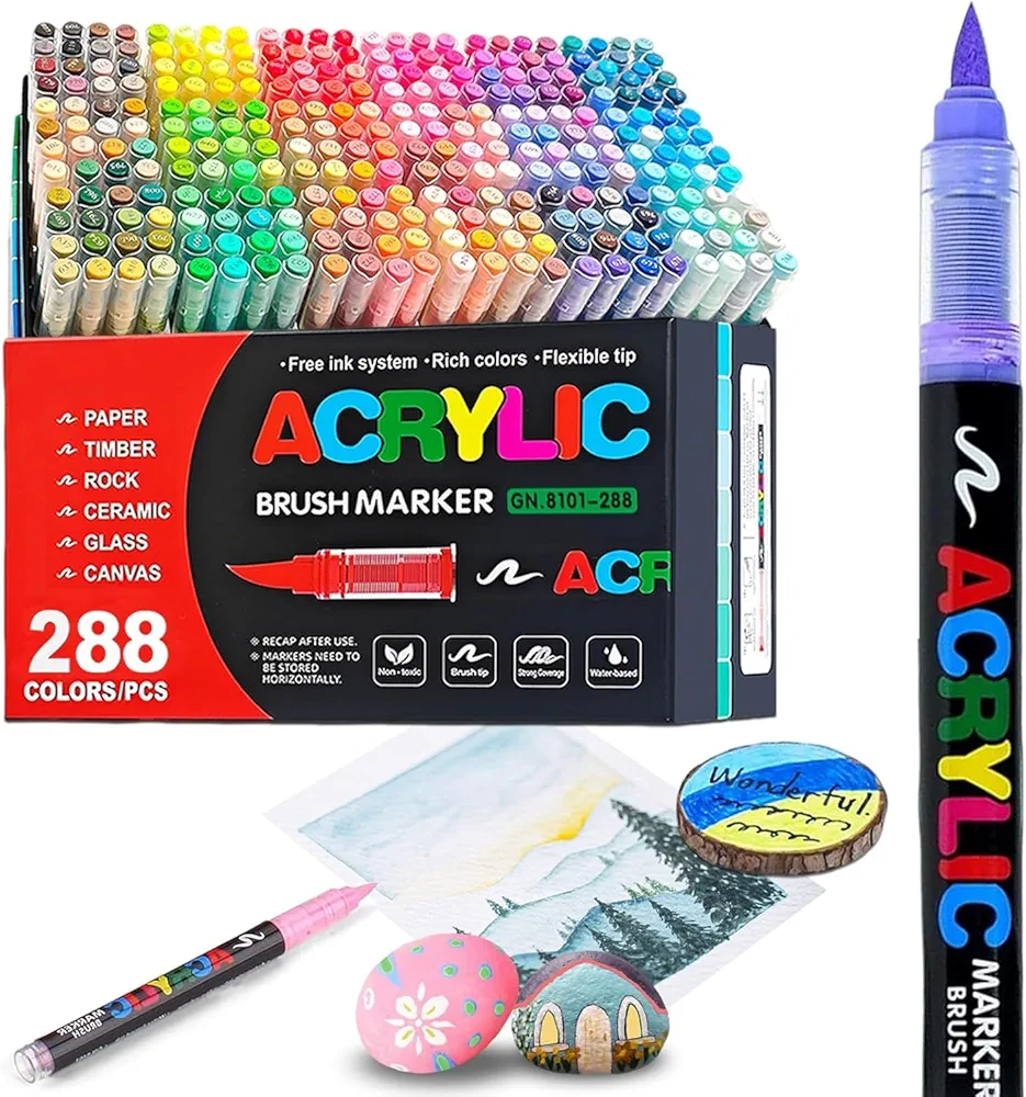 ماژیک براش اکریلیک 288 رنگ مدل AW