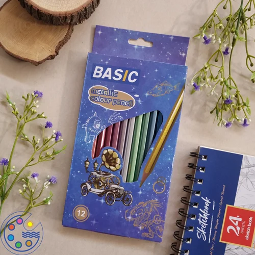 مدادرنگی متالیک بیسیک ۱۲ رنگ BASIC
