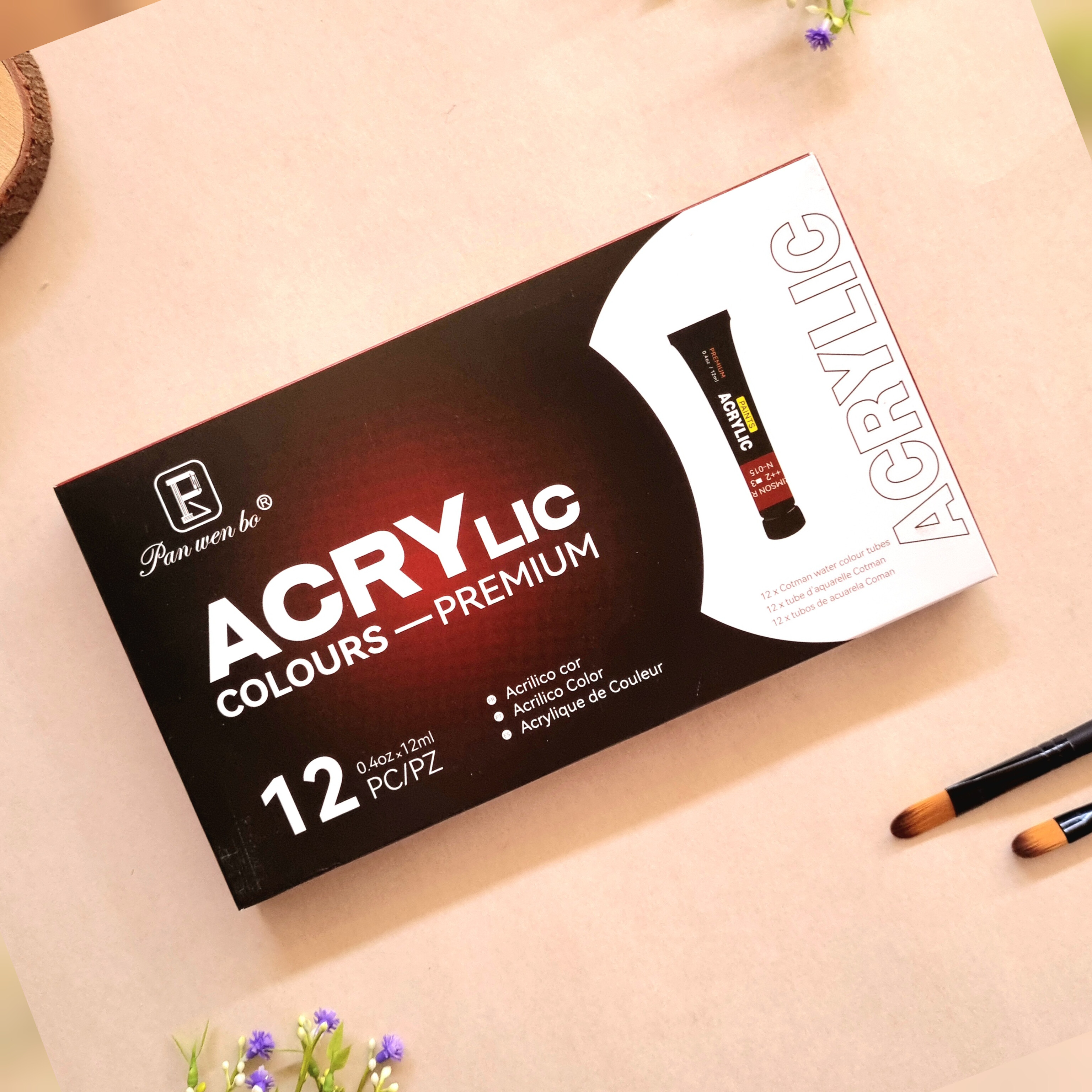رنگ اکریلیک 12 رنگ پن ون بو PAN WEN BO