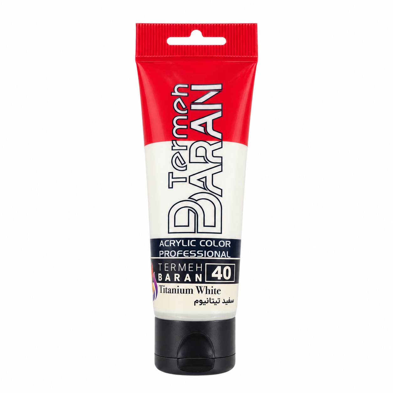 رنگ اکریلیک ترمه باران 75 میل کد 40 رنگ سفید TITANIUM WHITE